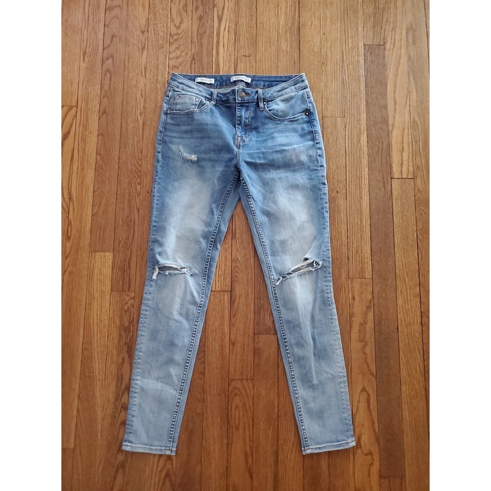Vigoss Jagger Skinny Jeans Medium Acid Fade Distressed‎ Stretch Denim Size 28